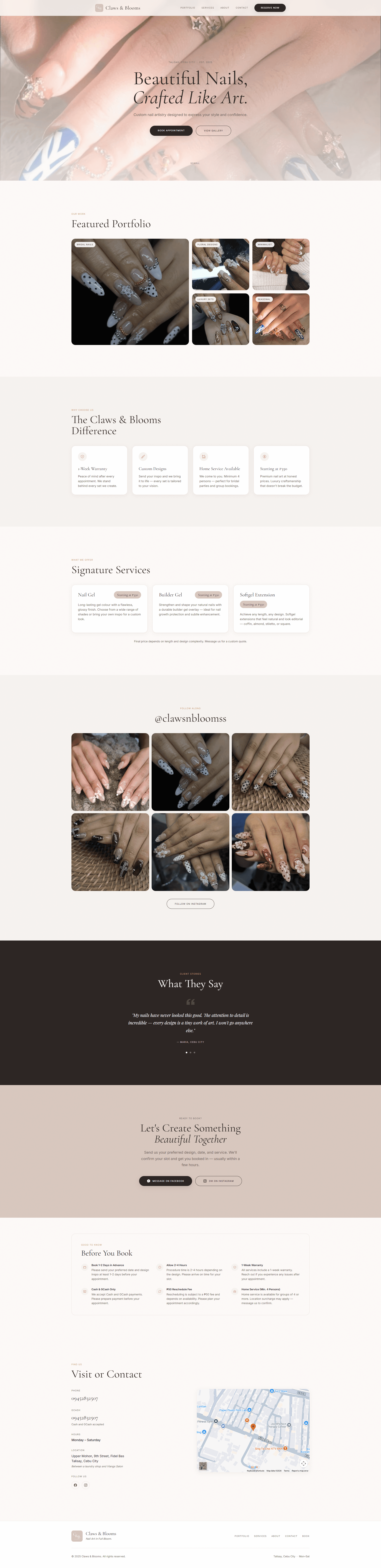 Claws & Blooms website screenshot