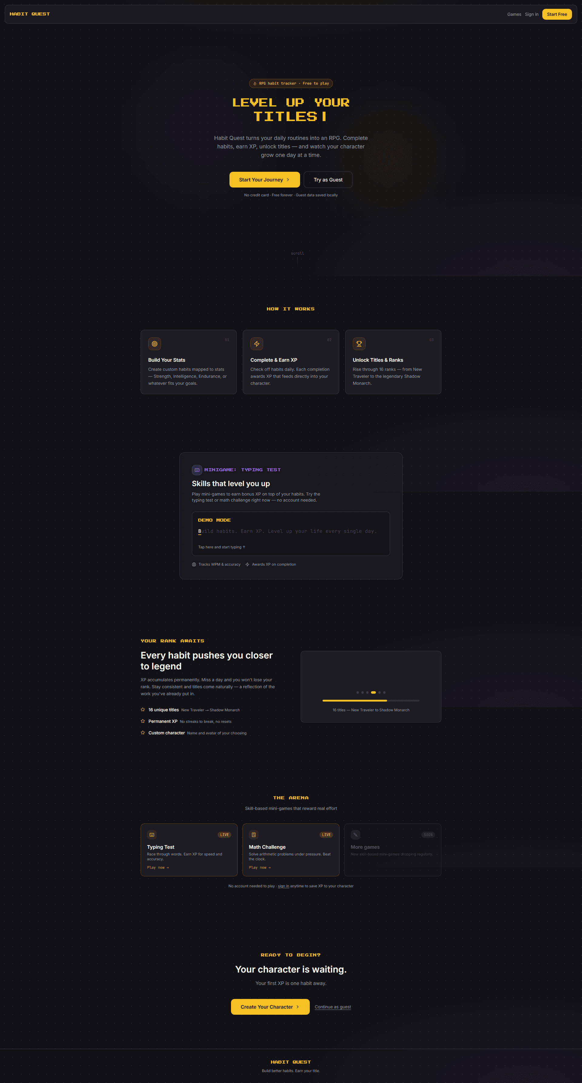 Habit Quest website screenshot